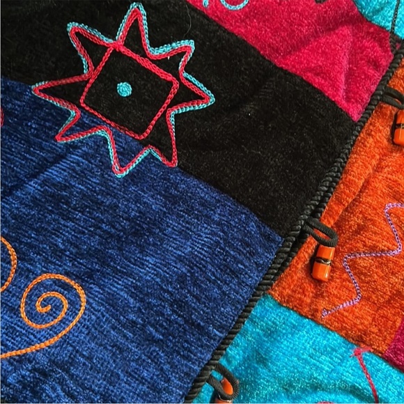 Allure Women's Large Swirls Sun
Embroidered Patchwork Blazer Coat Blue - Picture 4 of 5